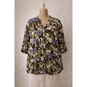 White Stag Tropical Floral Resort Tunic Top Rayon Oversized Boho Plus 22W 24W